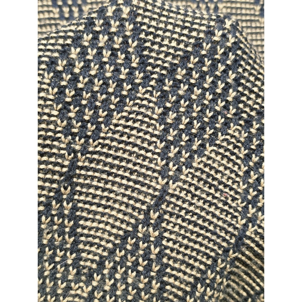 Vintage 90s Y2k Grandpa‎ Sweater Mens M Navy Tan Geometric Knit Retro Crewneck - Picture 4 of 7